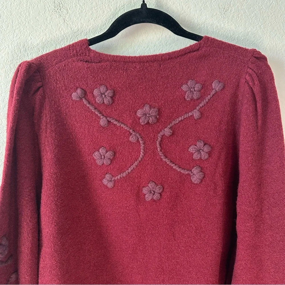NWT For Love And Lemons Adalyn Red Floral Crop Cardigan Sweater SZ XL - Picture 8 of 11